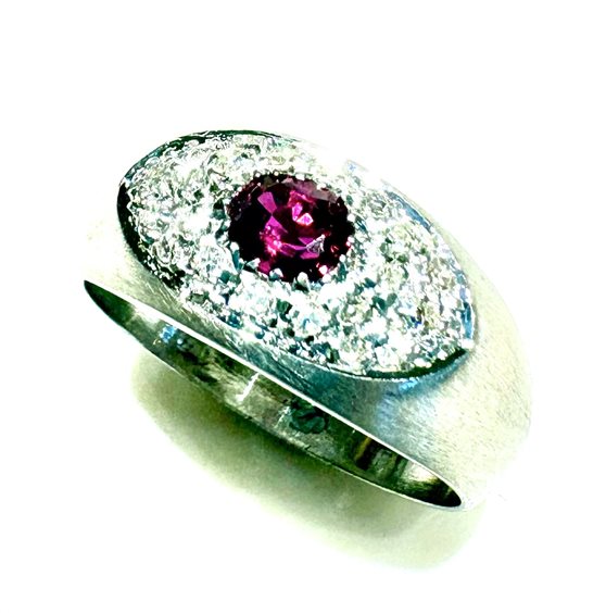Anello Sommer Donna Anni '80 in Oro bianco Rubino 0.48 Ct RUB CT 0.48 D CT 0.20 VS/H - RUB CT 0.48 D CT 0.20 VS/H